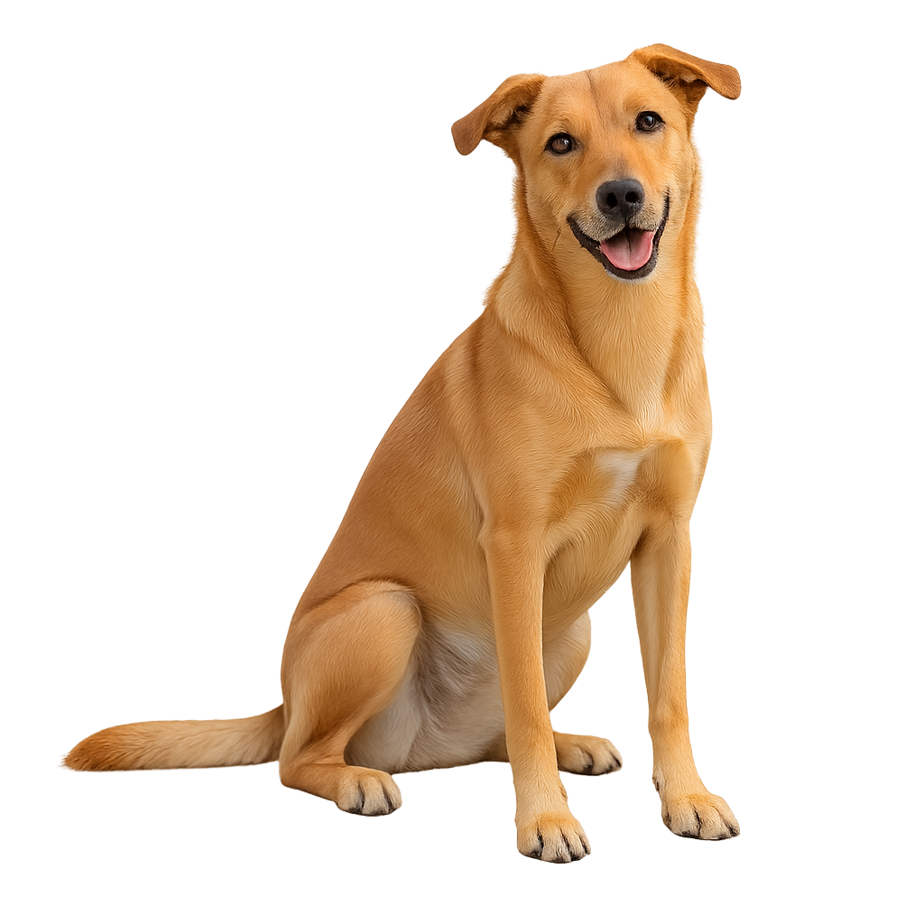 Cão caramelo sentado
